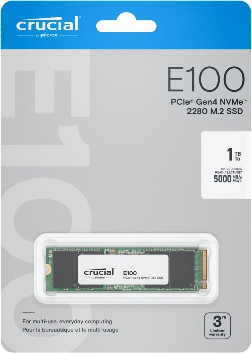 Накопичувач M.2 SSD 1TB Crucial E100 Phison 3D TLC NVMe PCIe 4.0 x4 (CT1000E100SSD8)