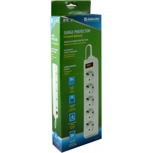 Мережевий фільтр Defender ES 5m 5 роз. white