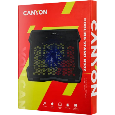 Охлаждающая подставка для ноутбука Canyon NS02 single fan, 2x2.0 USB hub
