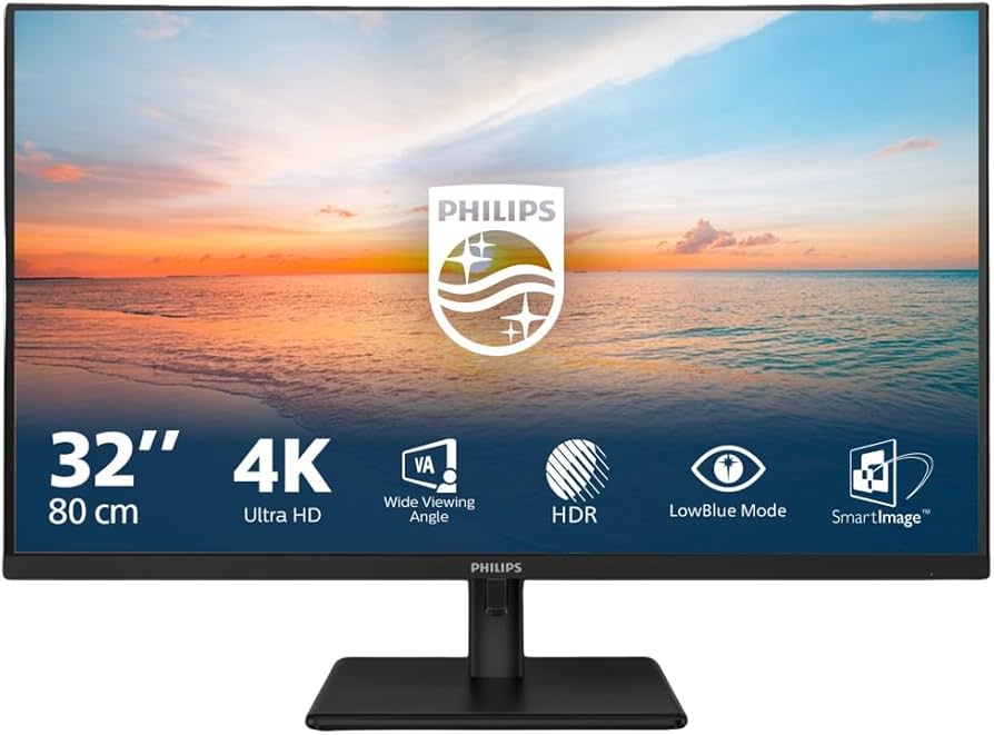 31.5" Монітор Philips 32E1N1800LA/00 (UHD, VA, 60Hz, 2xHDMI, DP)