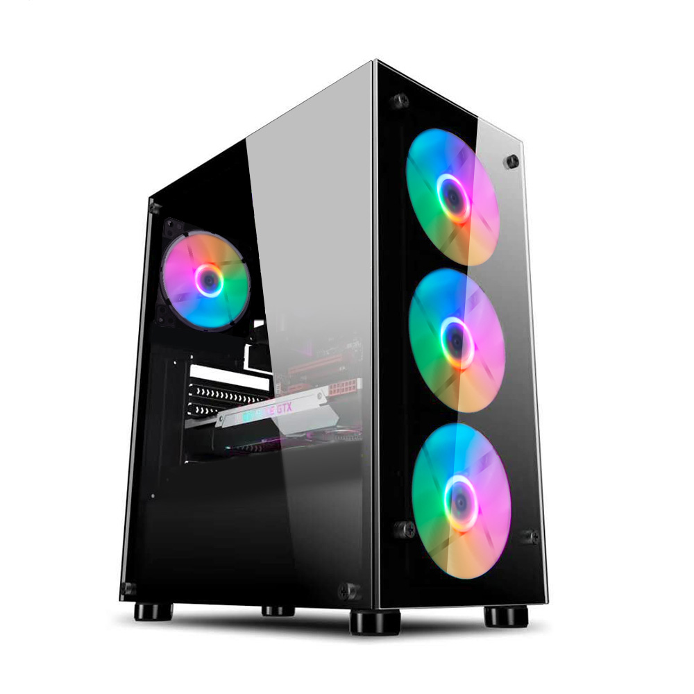 Корпус 1stPlayer V3-A-4G6 Color LED Black без БЖ