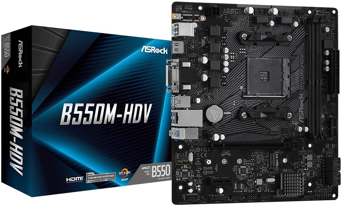 Материнська плата AsRock B550M-HDV (sAM4, AMD B550, 2xDDR4, 1x PCI-E 4.0 x16, 1x M.2)