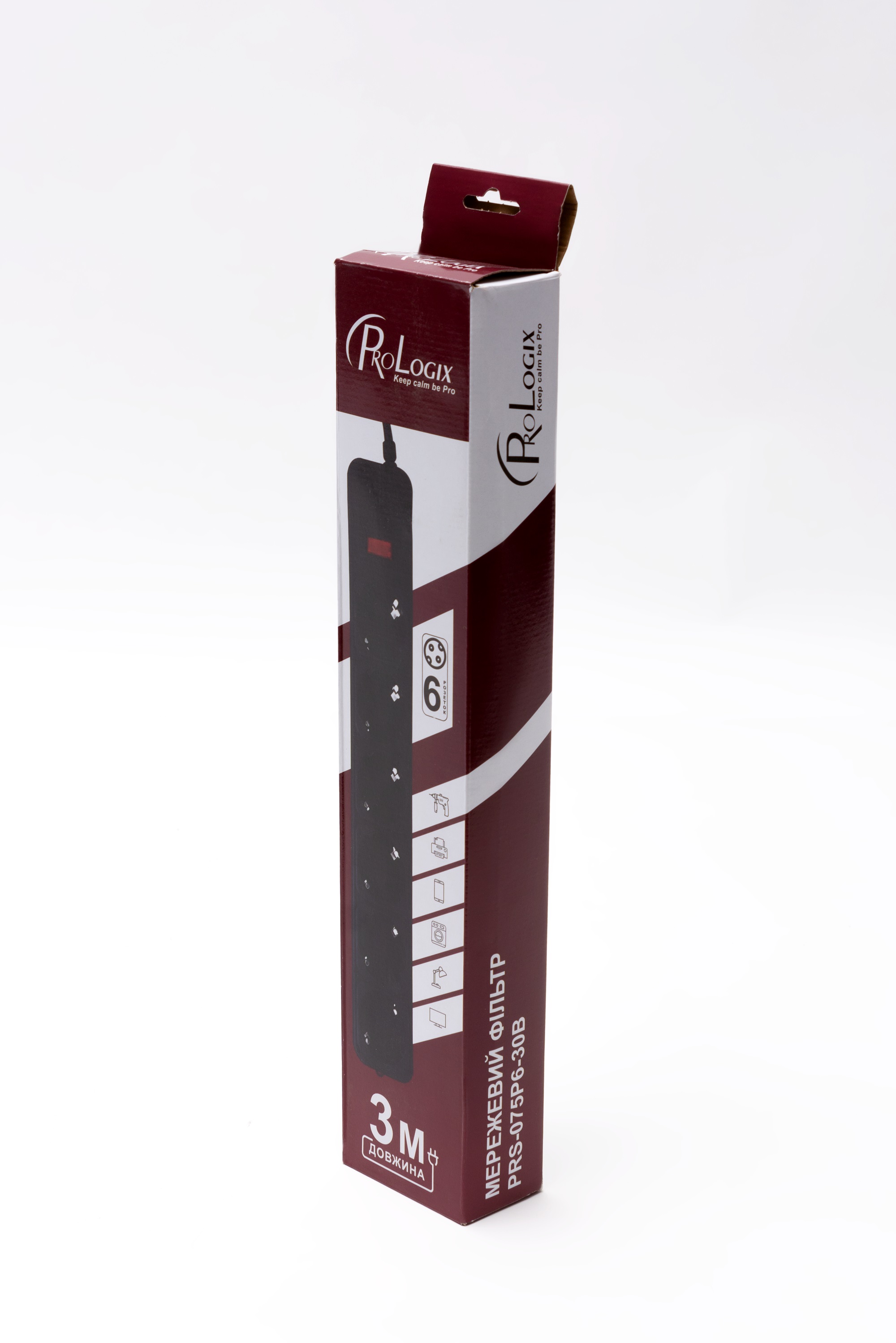 Мережевий фільтр ProLogix (PRS-075P6-30B) 6 розеток, 0.75, 3.0 м, чорний