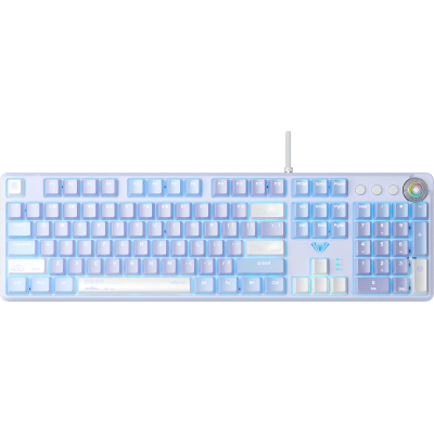 Клавіатура Aula F2088 PRO White/Violet Mechanical, plus 9 Purple keys KRGD blue (6948391234915) USB