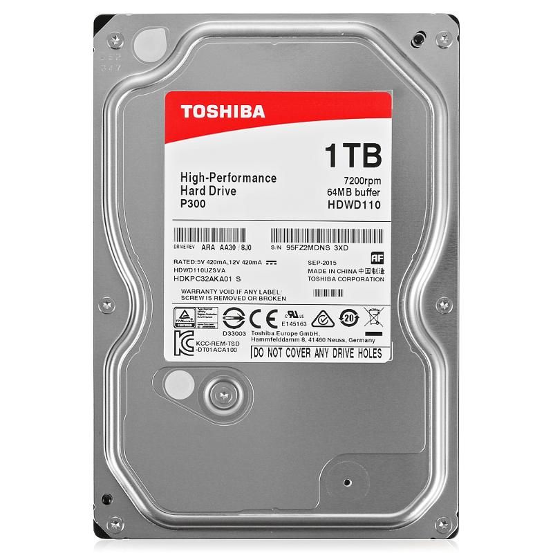 Жорсткий диск HDD 1TB Toshiba 7200 SATA3 64Mb P300 (HDWD110UZSVA) 