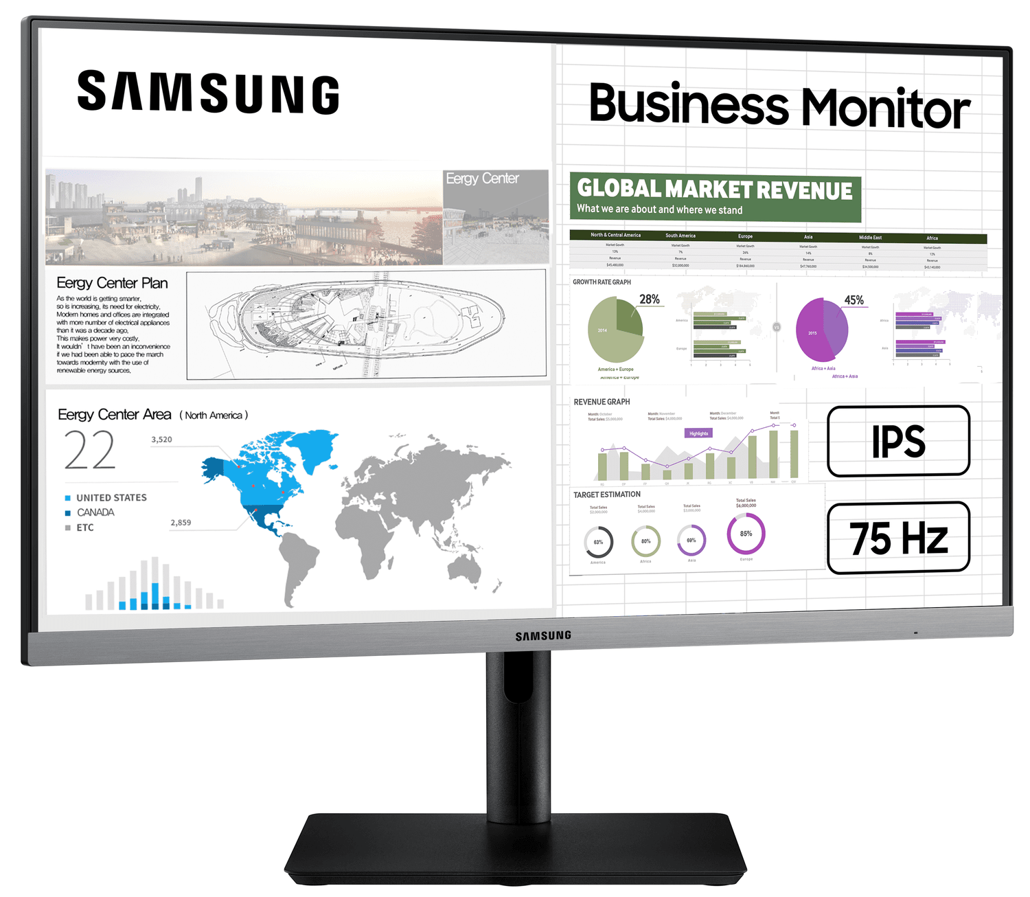 24" Монітор Samsung LS24R650FDIXCI, (FHD, IPS, 75Hz, VGA, HDMI, DP)