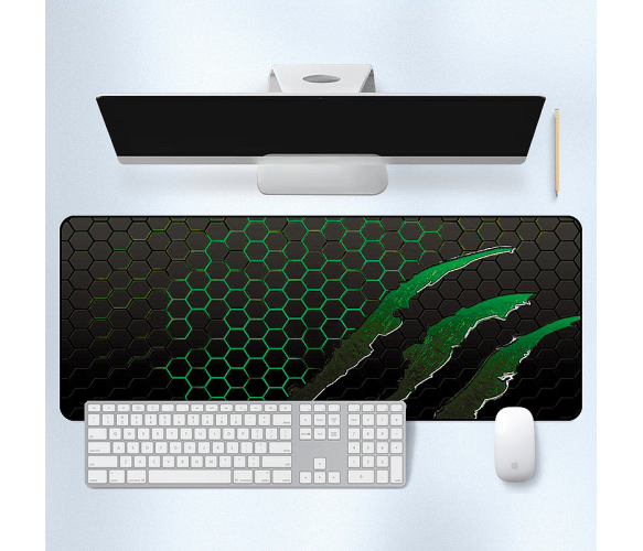 Килимок для мишки Honeycomb 300*800мм, товщина 2,0 мм, прошитий, Black/Green (S7382)