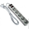 Мережевий фільтр LogicPower LP-X5 4.5 м сірий