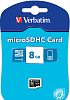 Флеш память MicroSD 8GB Verbatim (Class 4), без адаптера