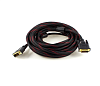 Кабель для монітора DVI - DVI, 5.0 м, Merlion, 2 феррита, Black/RED 24/24pin (YT-DVI(M)/(M)NY/RD-5.0m)